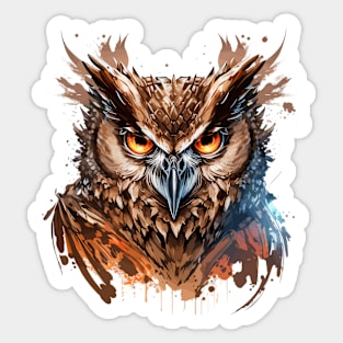 Owl Portrait Animal Painting Wildlife Outdoors Adventure Sticker